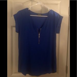 Express Zip Front Silk Tee/top